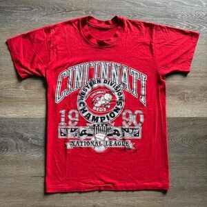 Vintage Cincinnati Reds National League Champions‎ MLB red baseball tee